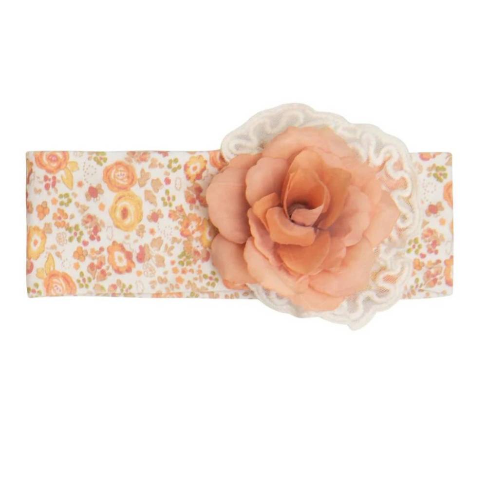 NEW HAUTE BABY baby girls cinnamon sugar headband in orange/ivory